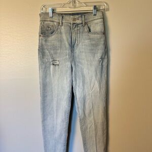 Express Light Blue High Rise Mom Jeans